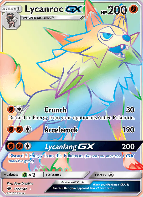 Carta Lycanroc GX 155/147 de Burning Shadows