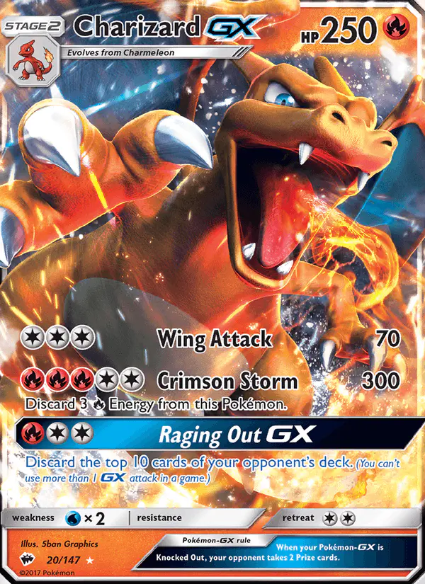 Carta Charizard GX 20/147 de Burning Shadows