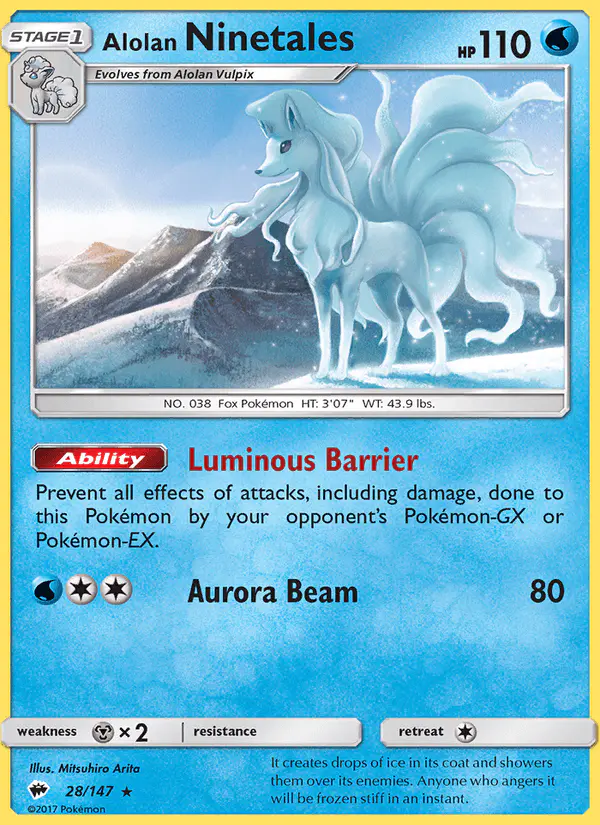 Carta Alolan Ninetales 28/147 de Burning Shadows