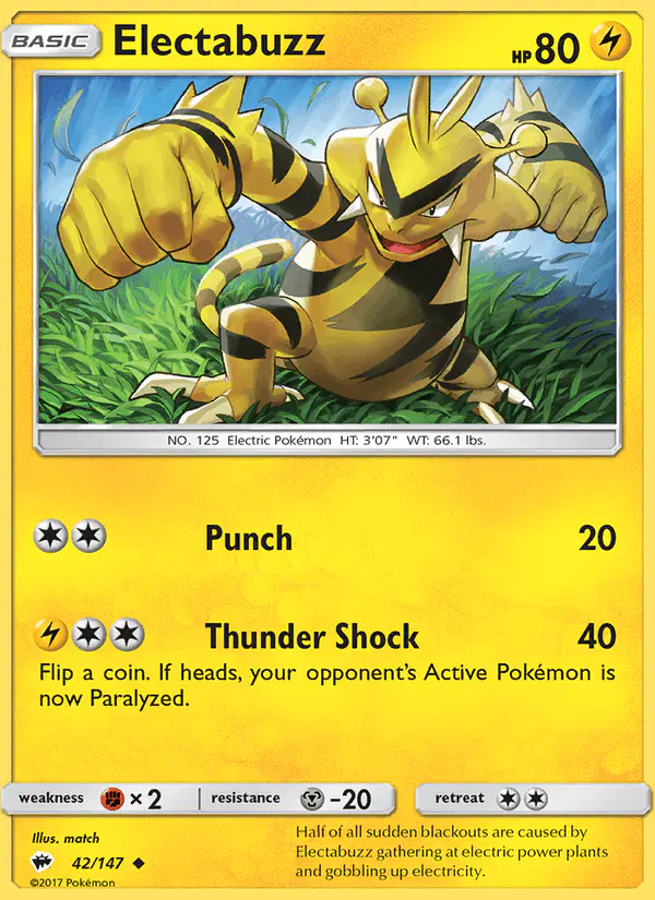 Carta Electabuzz 42/147 de Burning Shadows