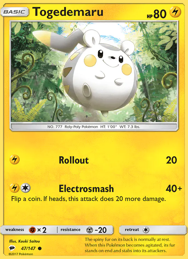 Carta Togedemaru 47/147 de Burning Shadows