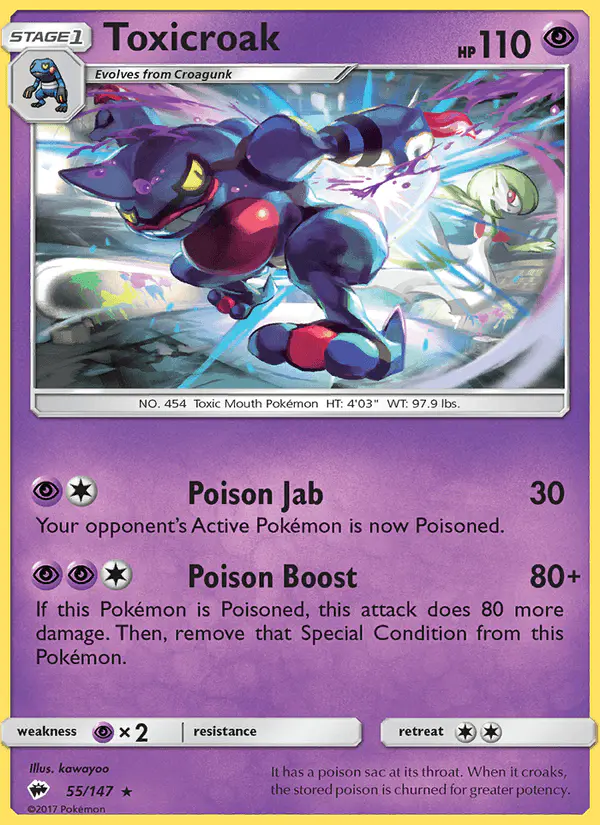 Carta Toxicroak 55/147 de Burning Shadows