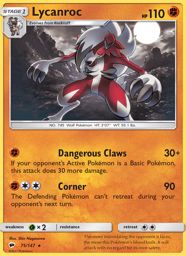 Carta Lycanroc 75/147 de Burning Shadows