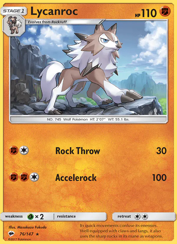 Carta Lycanroc 76/147 de Burning Shadows