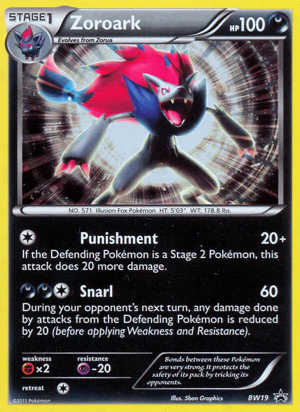 Carta Zoroark BW19 de BW Black Star Promos
