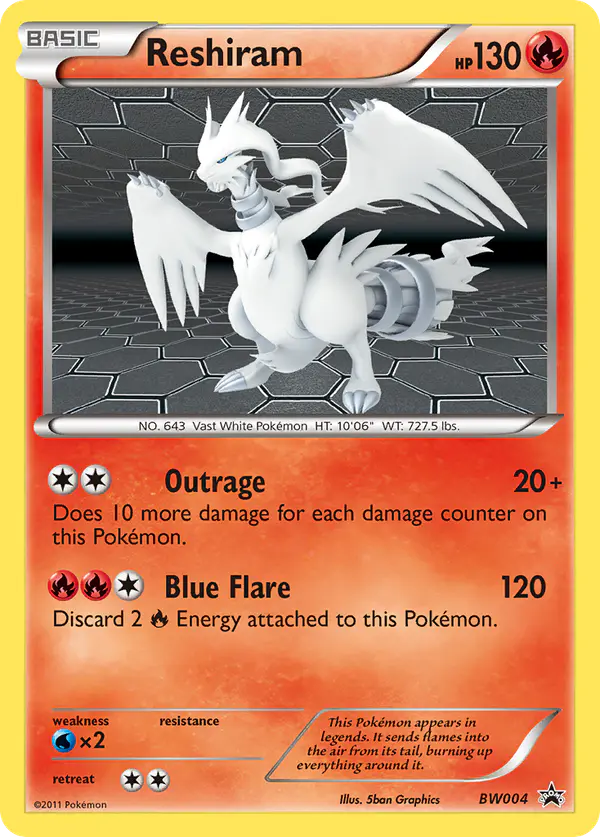 Carta Reshiram BW04 de BW Black Star Promos