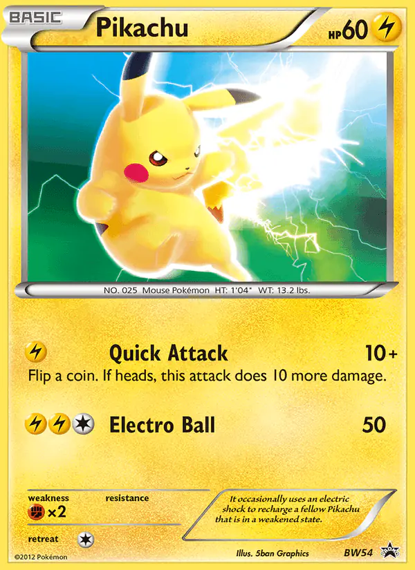 Carta Pikachu BW54 de BW Black Star Promos