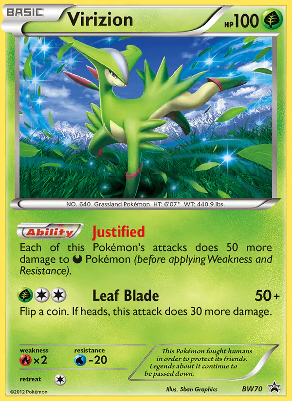 Carta Virizion BW70 de BW Black Star Promos