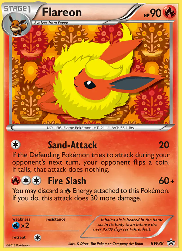 Carta Flareon BW88 de BW Black Star Promos