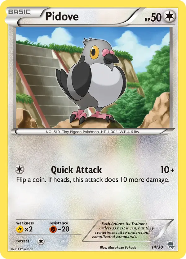 Carta Pidove 14/30 de BW trainer Kit (Zoroark)