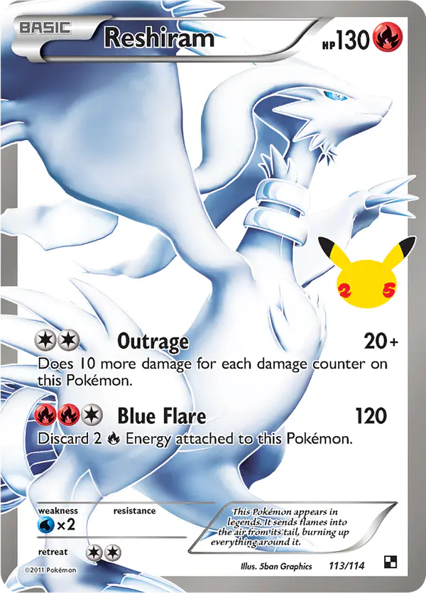 Carta Reshiram CC020 de Celebrations Classic Collection