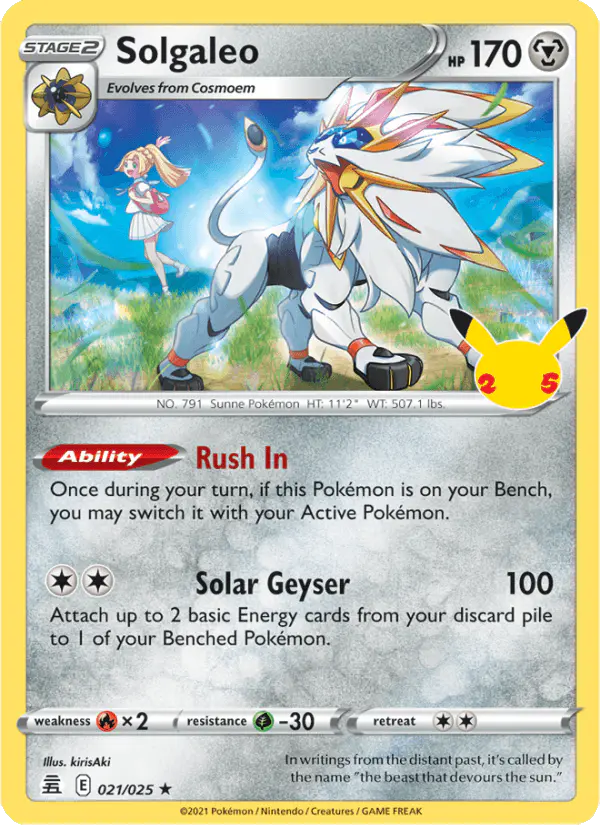 Carta Solgaleo 021/025 de Celebrations