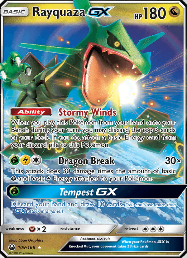 Carta Rayquaza GX 109/168 de Celestial Storm