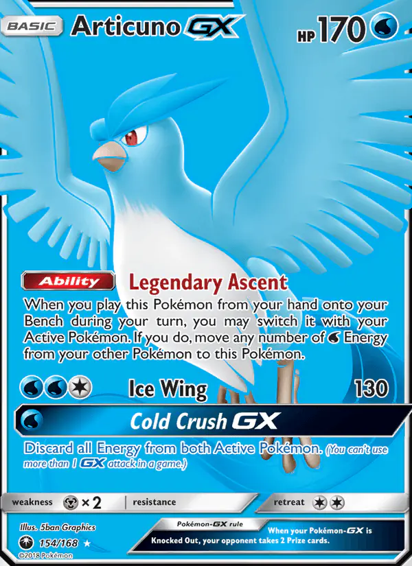 Carta Articuno GX 154/168 de Celestial Storm