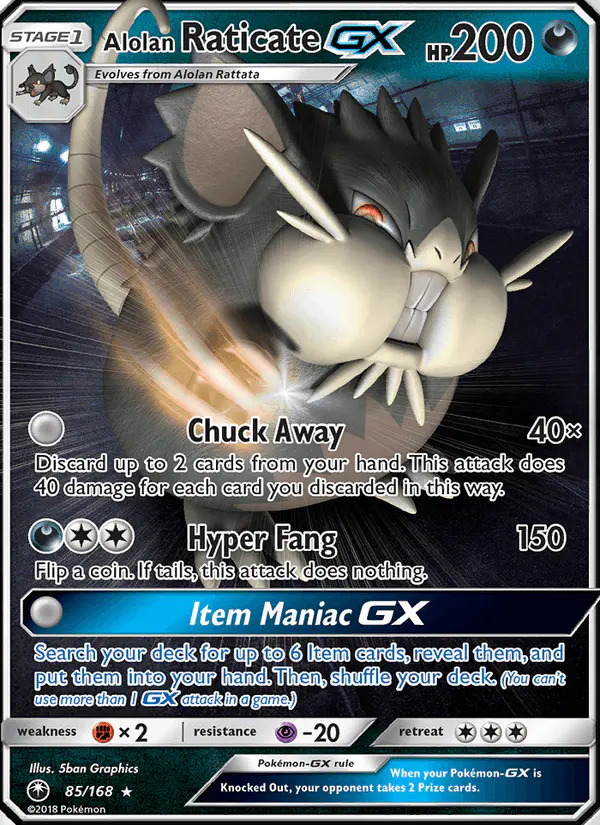 Carta Alolan Raticate GX 85/168 de Celestial Storm