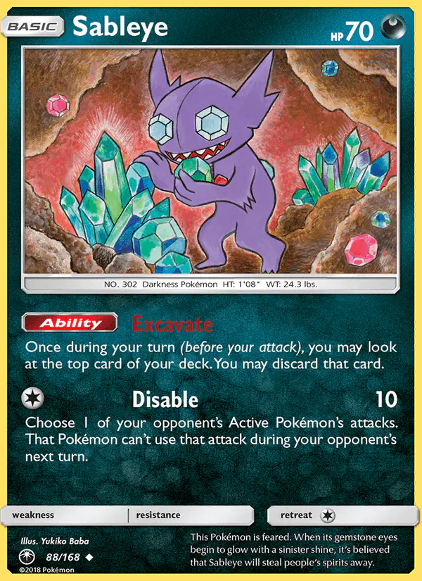 Carta Sableye 88/168 de Celestial Storm