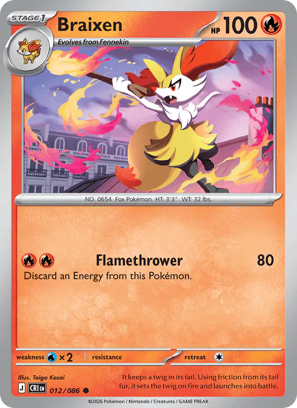 Carta Braixen 012/086 de Chaos Rising