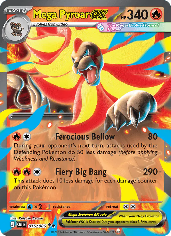 Carta Mega Pyroar ex 015/086 de Chaos Rising