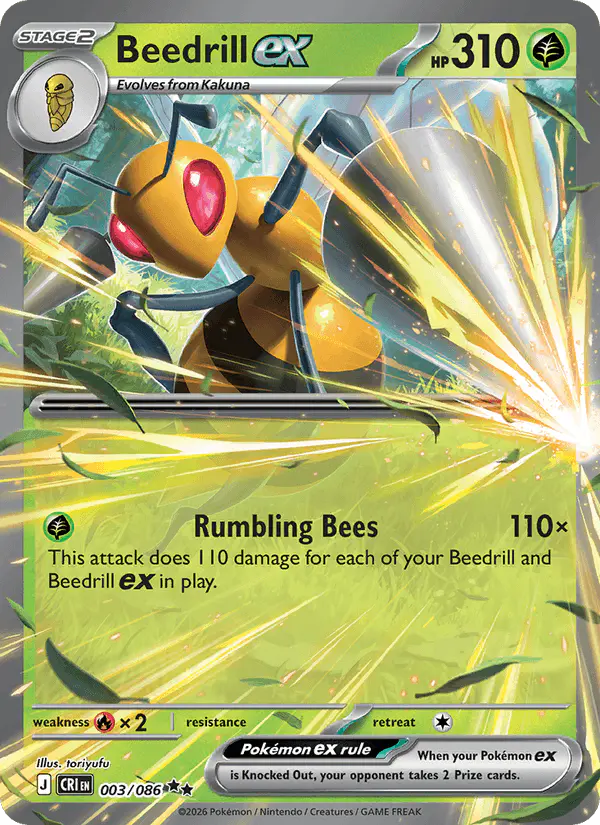 Carta Beedrill ex 003/086 de Chaos Rising