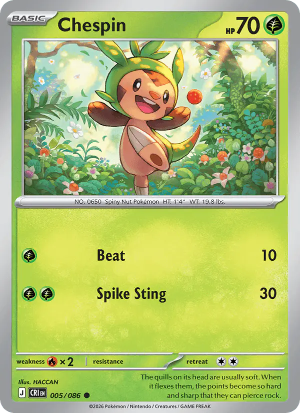 Carta Chespin 005/086 de Chaos Rising