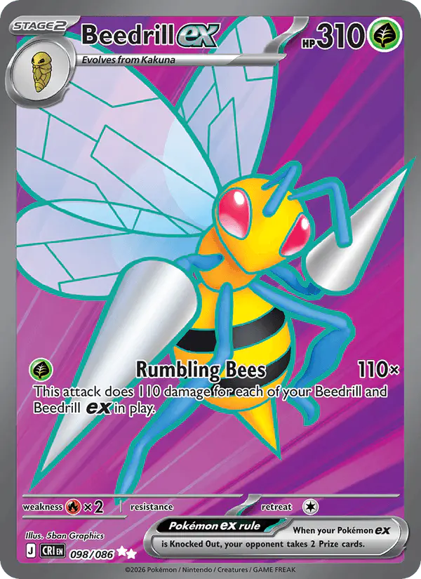 Carta Beedrill ex 098/086 de Chaos Rising