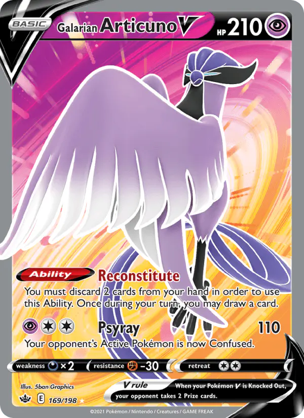 Carta Galarian Articuno V 169/198 de Chilling Reign