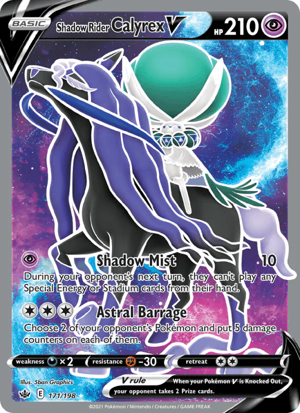 Carta Shadow Rider Calyrex V 171/198 de Chilling Reign