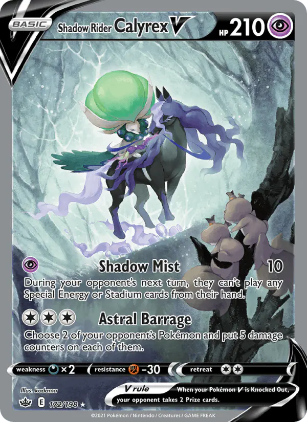 Carta Shadow Rider Calyrex V 172/198 de Chilling Reign