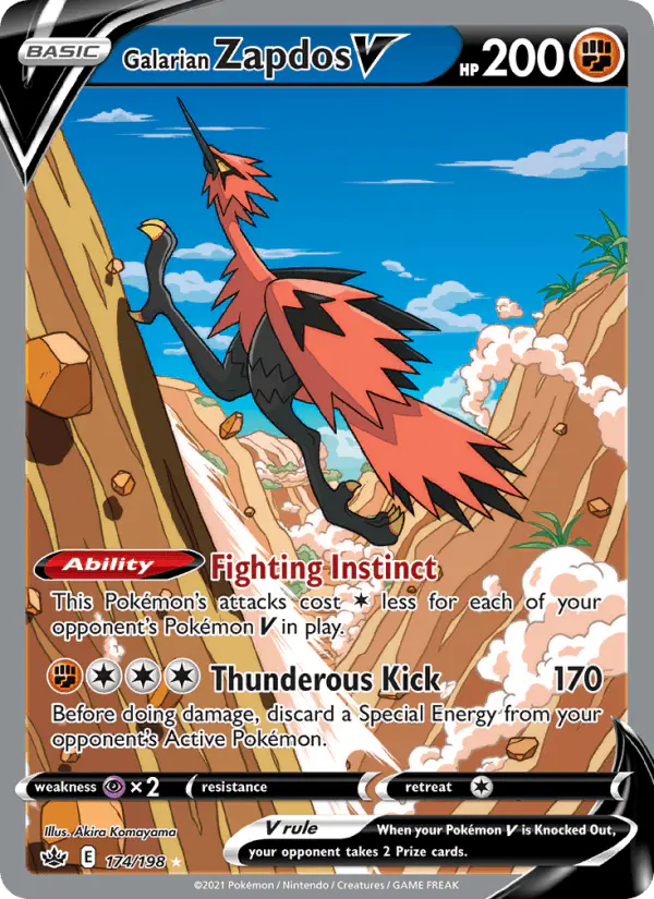 Carta Galarian Zapdos V 174/198 de Chilling Reign