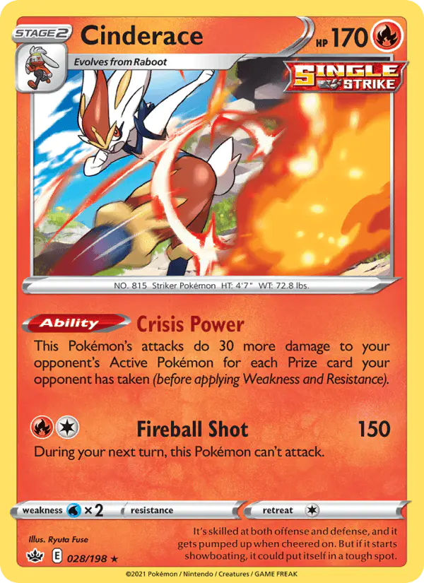Carta Cinderace 028/198 de Chilling Reign
