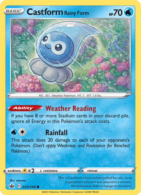 Carta Castform Rainy Form 033/198 de Chilling Reign