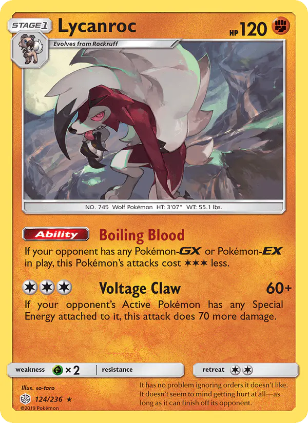 Carta Lycanroc 124/236 de Cosmic Eclipse