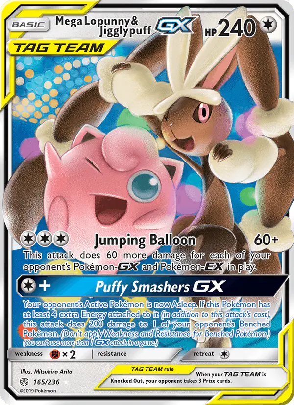 Carta Mega Lopunny & Jigglypuff GX 165/236 de Cosmic Eclipse
