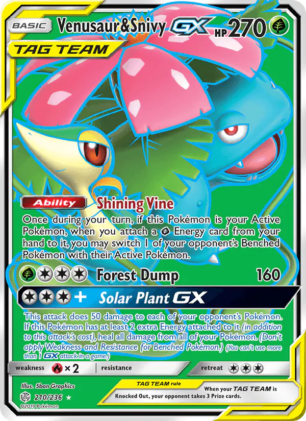 Carta Venusaur & Snivy GX 210/236 de Cosmic Eclipse