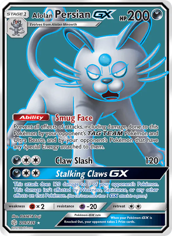 Carta Alolan Persian GX 219/236 de Cosmic Eclipse