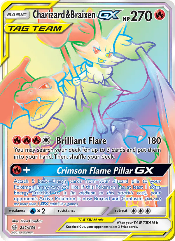 Carta Charizard & Braixen GX 251/236 de Cosmic Eclipse