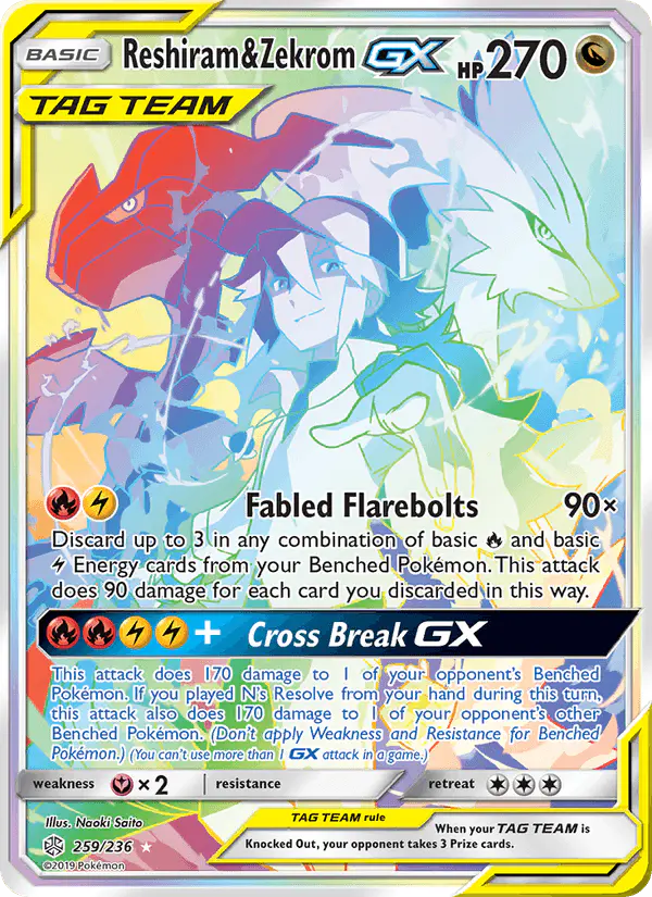 Carta Reshiram & Zekrom GX 259/236 de Cosmic Eclipse