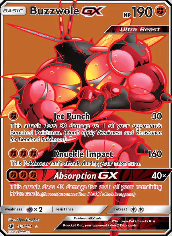 Carta Buzzwole GX 104/111 de Crimson Invasion