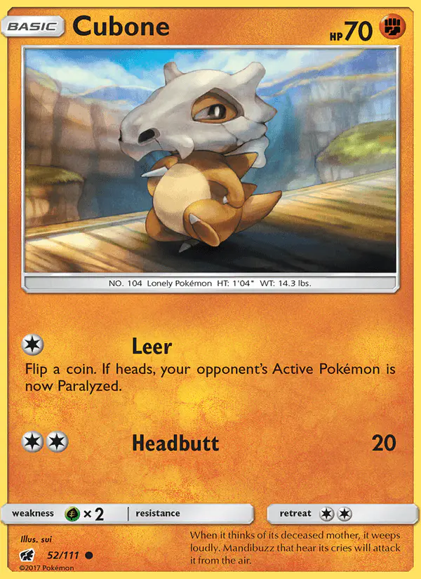 Carta Cubone 52/111 de Crimson Invasion