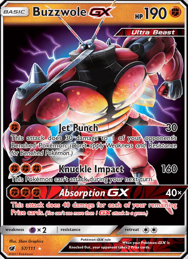 Carta Buzzwole GX 57/111 de Crimson Invasion