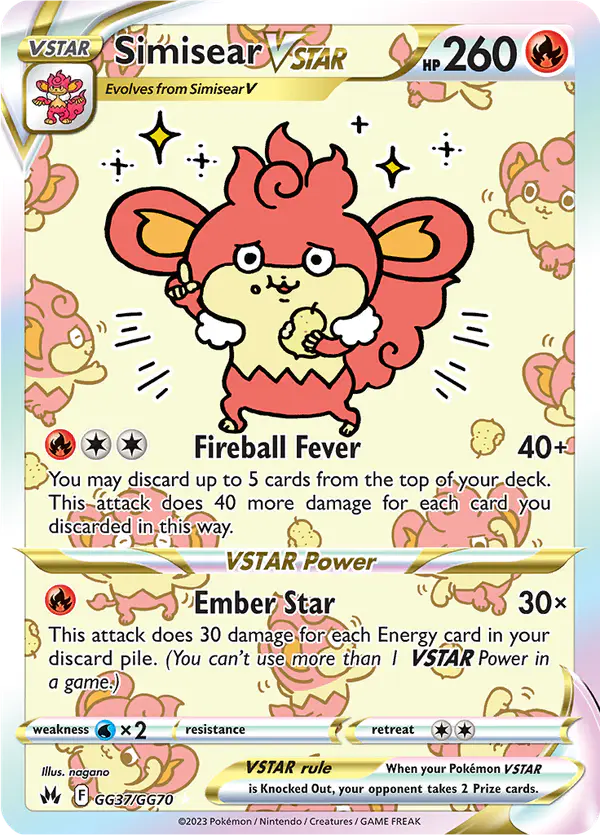 Carta Simisear VSTAR GG37 de Crown Zenith Galarian Gallery
