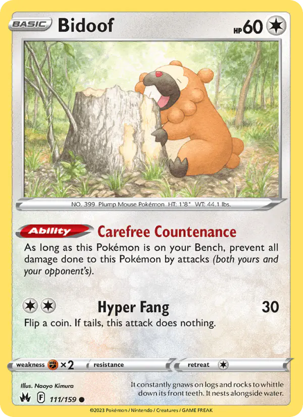 Carta Bidoof 111/159 de Crown Zenith