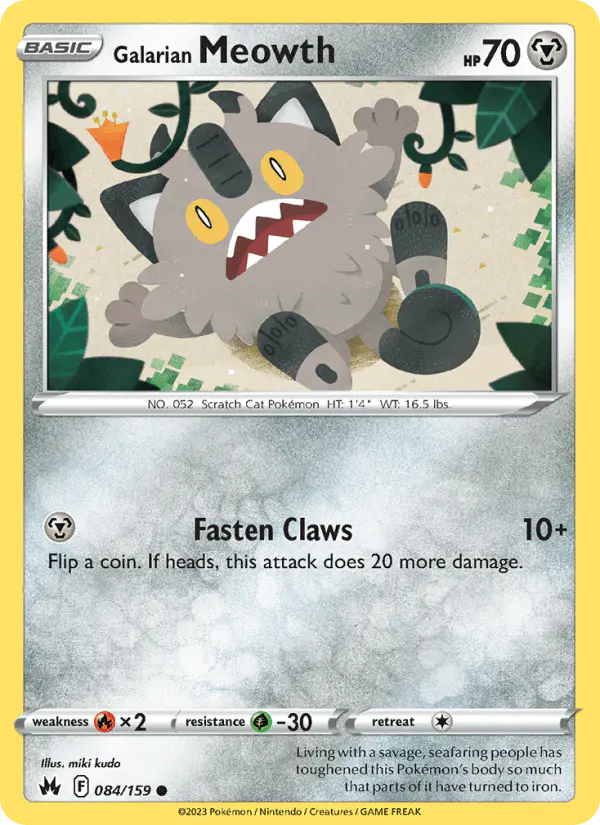 Carta Galarian Meowth 084/159 de Crown Zenith