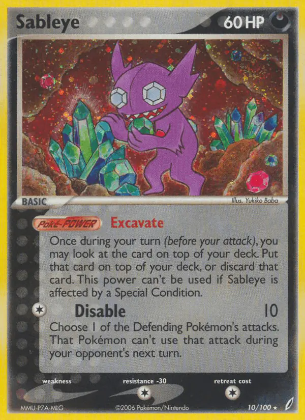 Carta Sableye 10/100 de Crystal Guardians