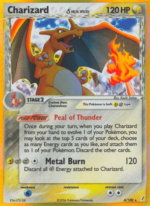 Carta Charizard δ 4/100 de Crystal Guardians