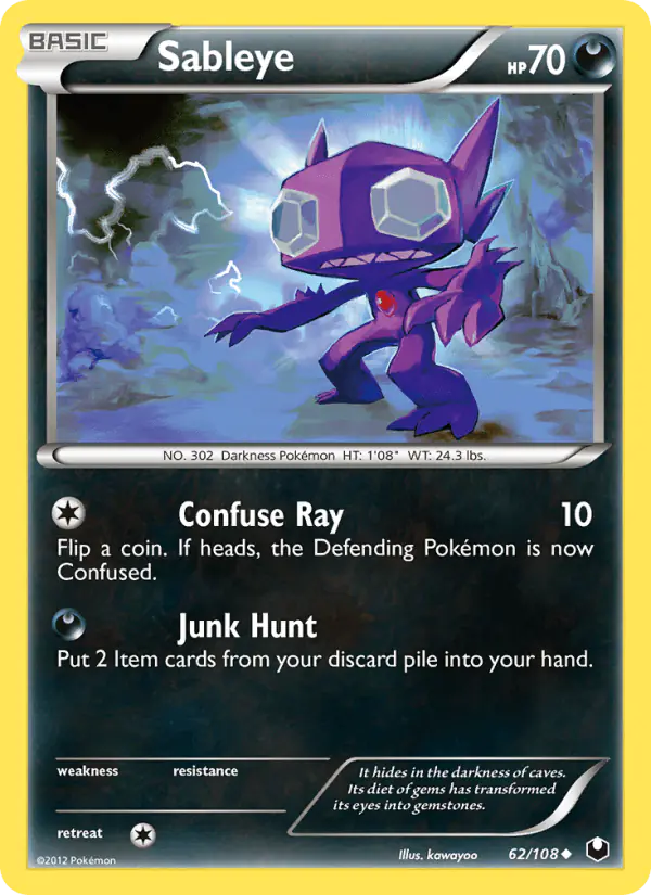 Carta Sableye 62/108 de Dark Explorers