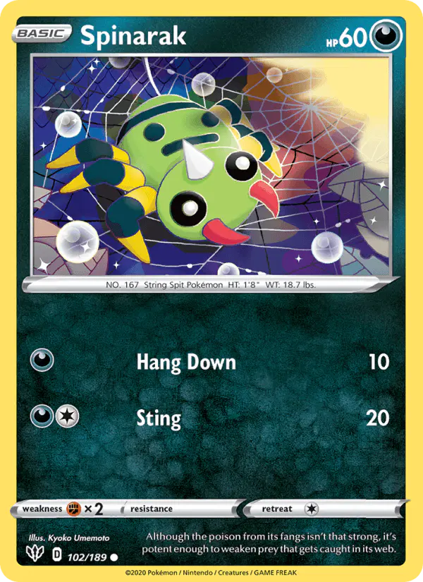 Carta Spinarak 102/189 de Darkness Ablaze