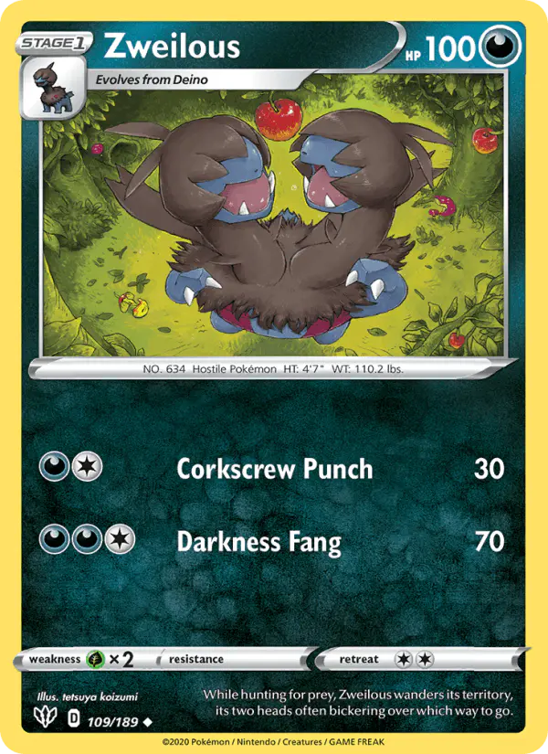 Carta Zweilous 109/189 de Darkness Ablaze