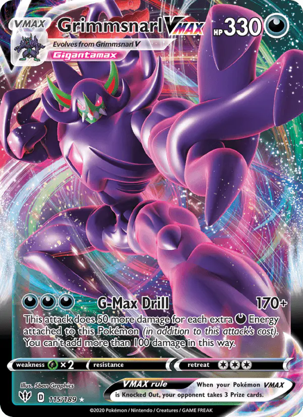 Carta Grimmsnarl VMAX 115/189 de Darkness Ablaze
