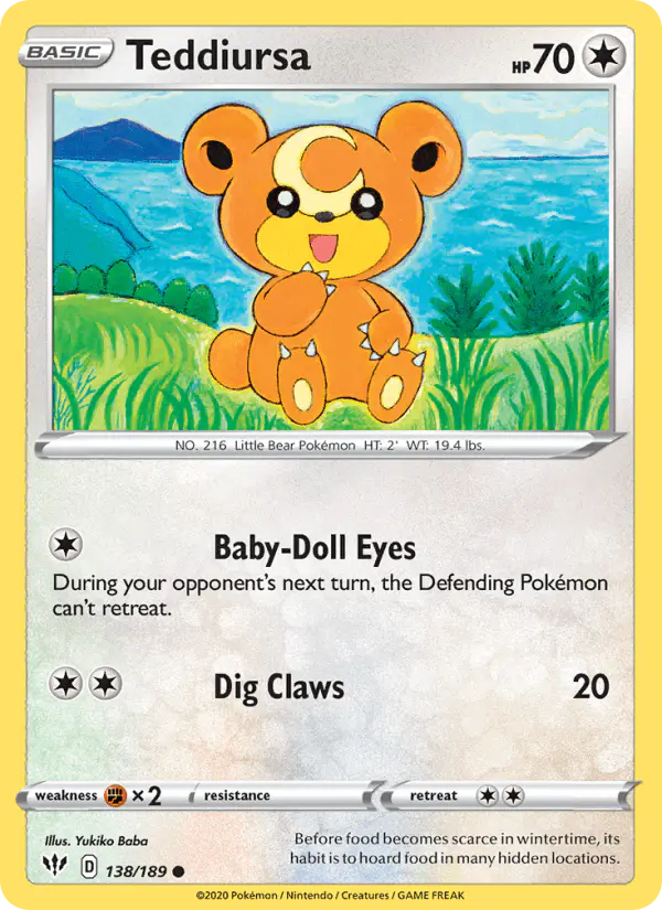 Carta Teddiursa 138/189 de Darkness Ablaze